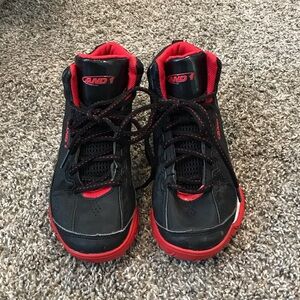 AND1 Kids Black and Red High-Top Sneakers
